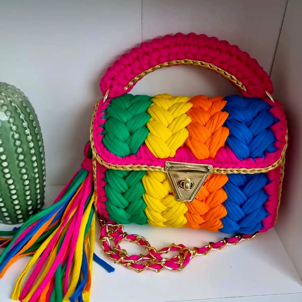 Handmade recycled cotton handbag